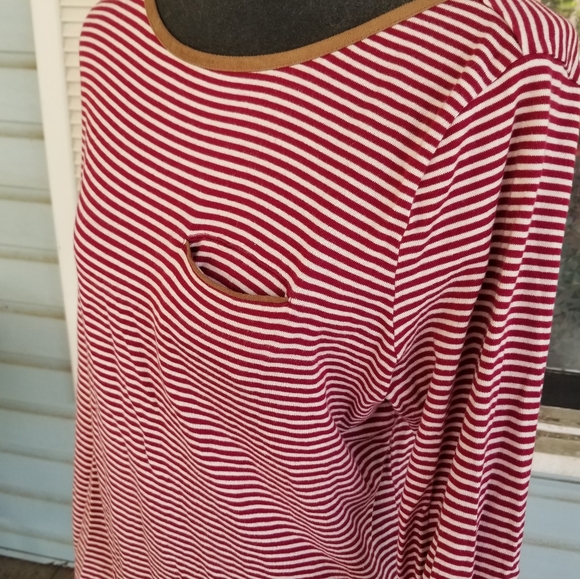 Plus size 1X Lauren Ralph Lauren casual striped top, w/ tab sleeves - Picture 6 of 7